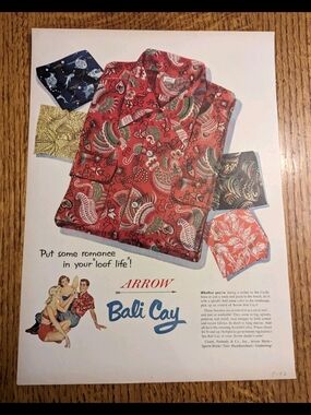 1952 ARROW Bali Cay Caribbean Sports Shirts & Pierre-Auguste Renoir Magazine Ad